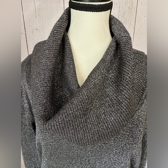 MICHAEL Michael Kors Metalic Black & Silver Cowl Neck Women’s Sweater Size XL - Picture 5 of 12
